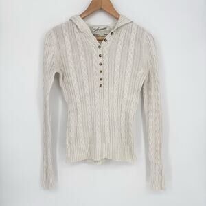 Aeropostale White Cable Knit Pullover Henley Sweater Size S